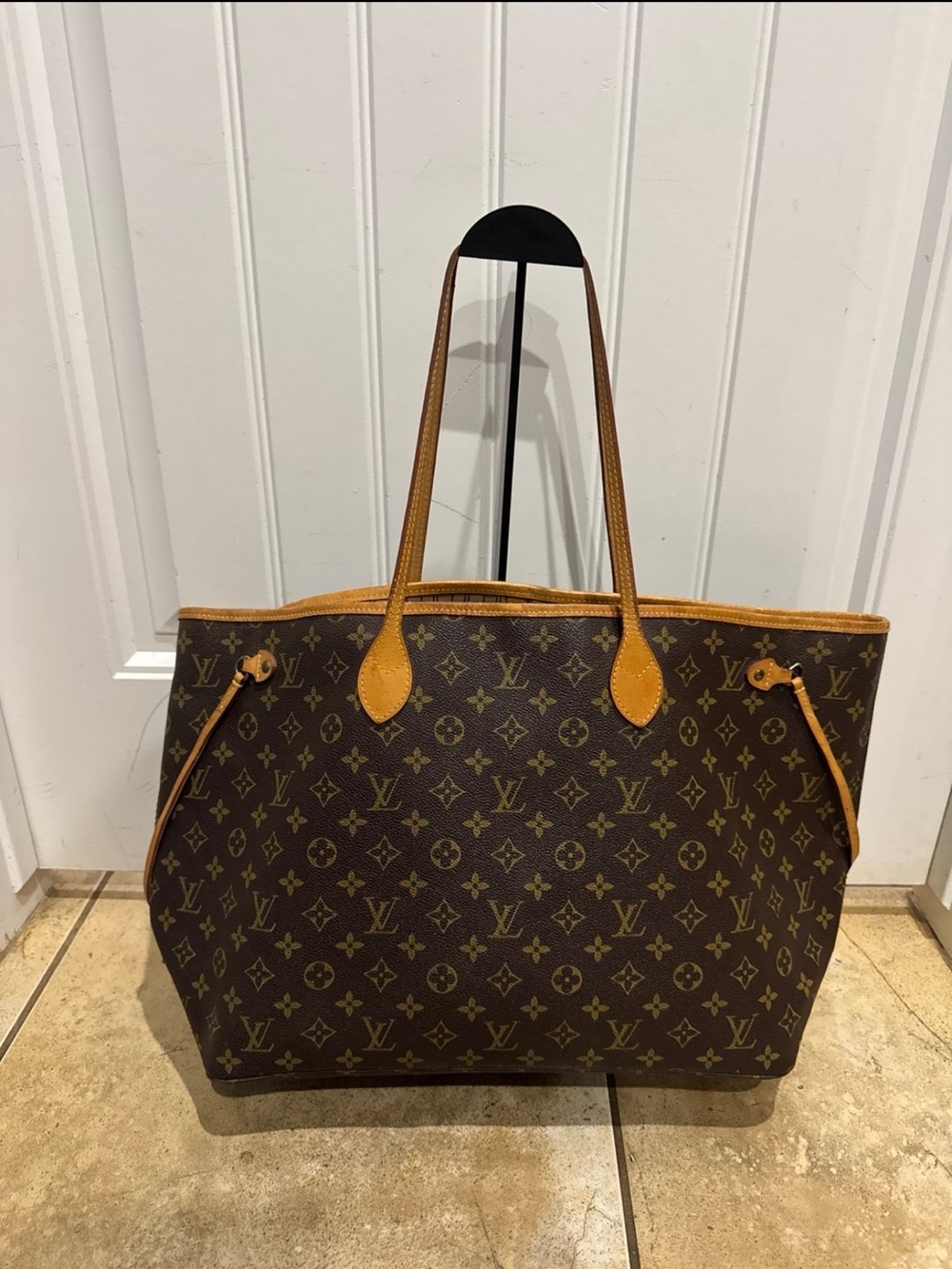 Louis Vuitton Brown Monogram Canvas Tote with Tan Trim